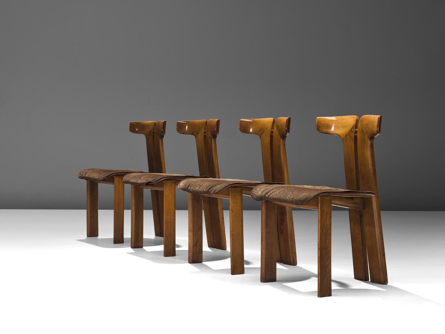 French Pierre Cardin Set of Four Walnut Chairs