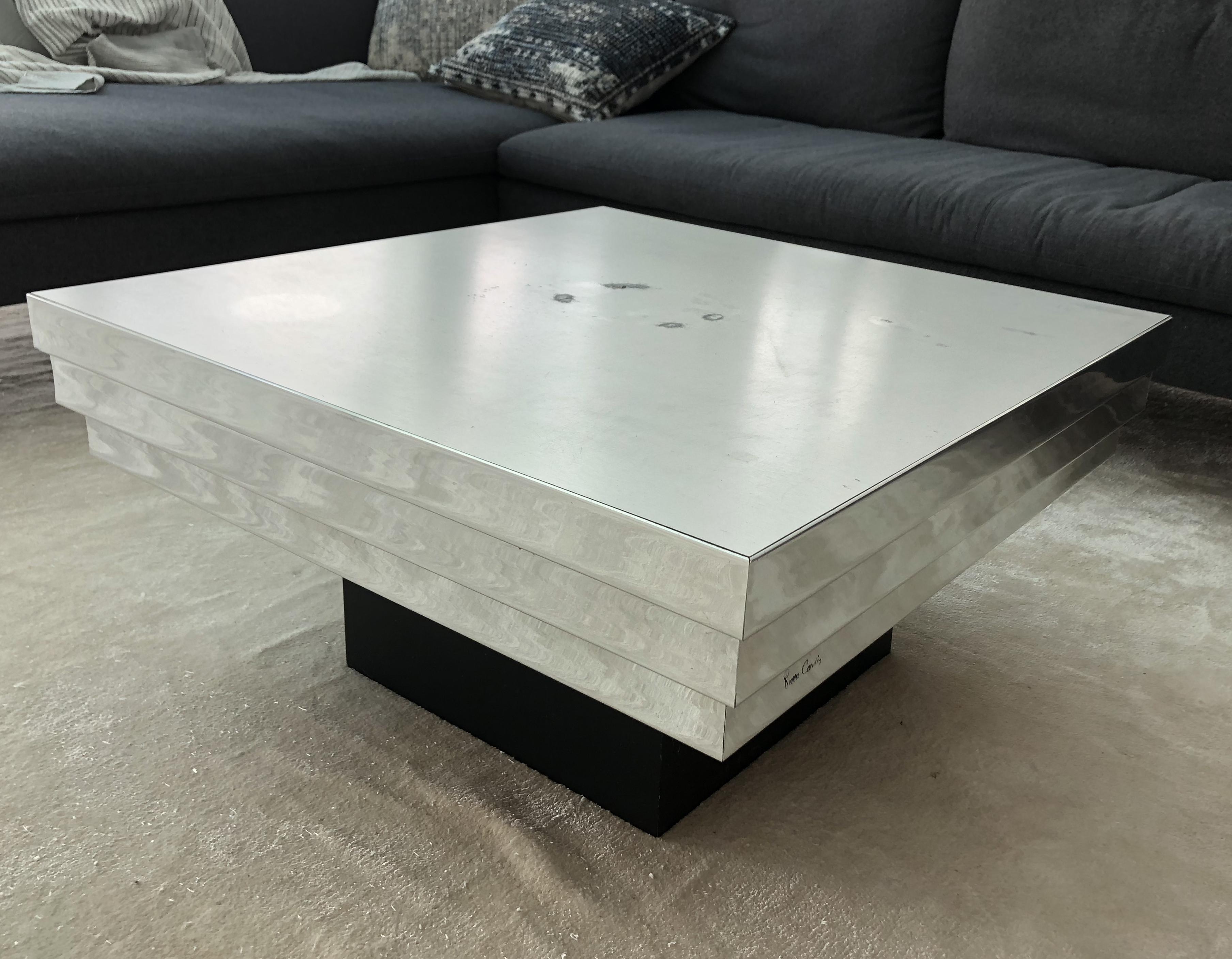 Metal Pierre Cardin Side Table with a Graduated Aluminum Top