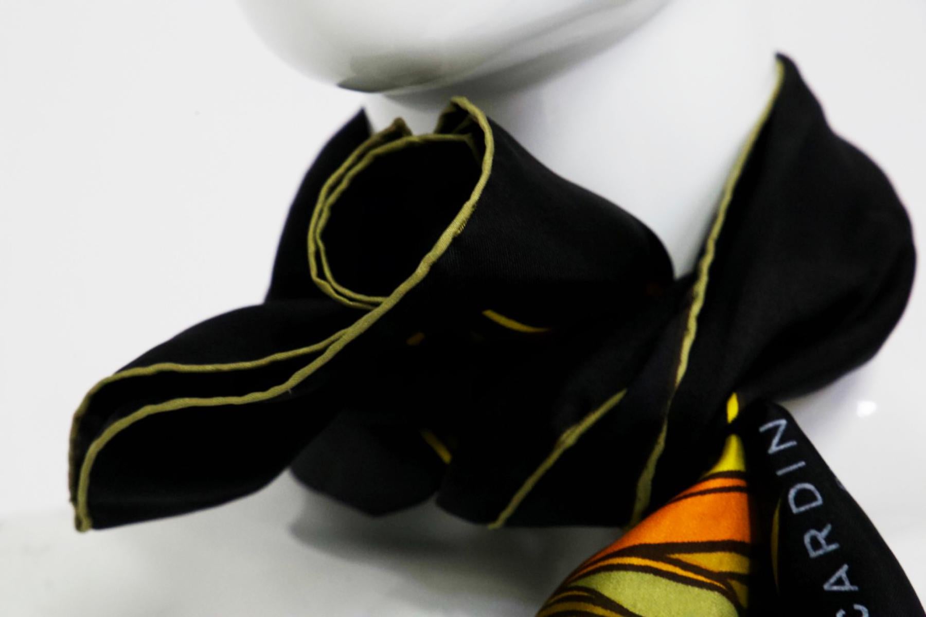 Black Pierre Cardin Silk Satin Foulard For Sale