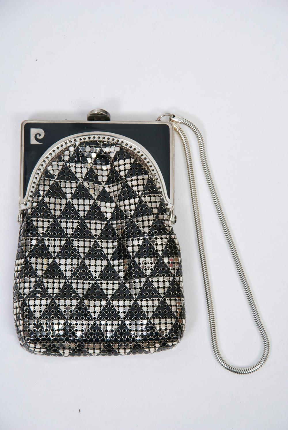 Pierre Cardin Silver and Black Mesh Evening Bag 2