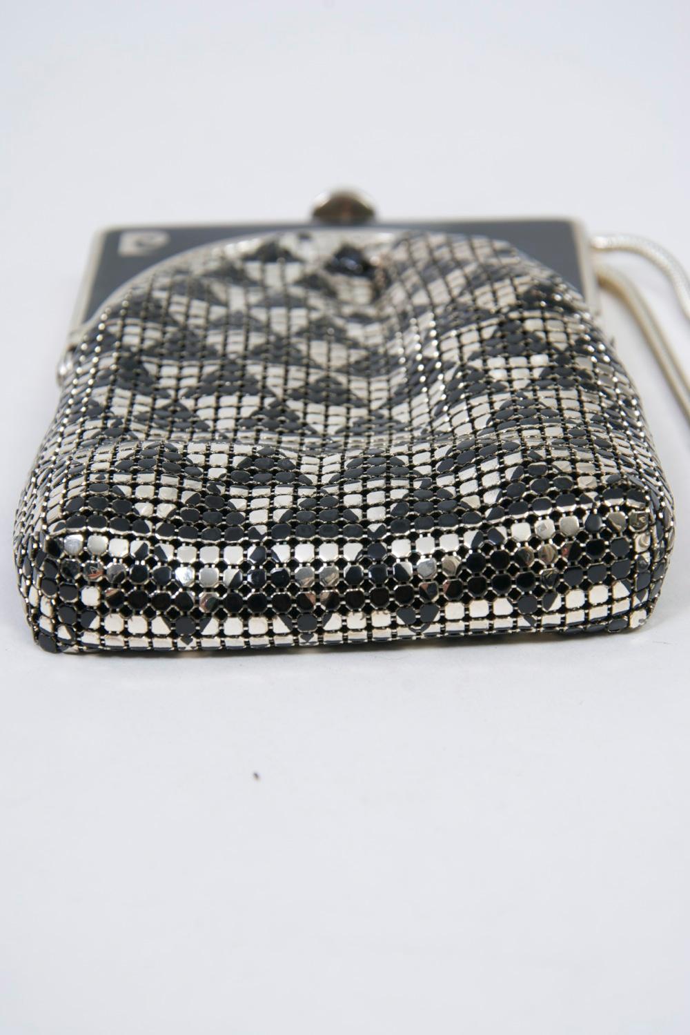 Pierre Cardin Silver and Black Mesh Evening Bag 3