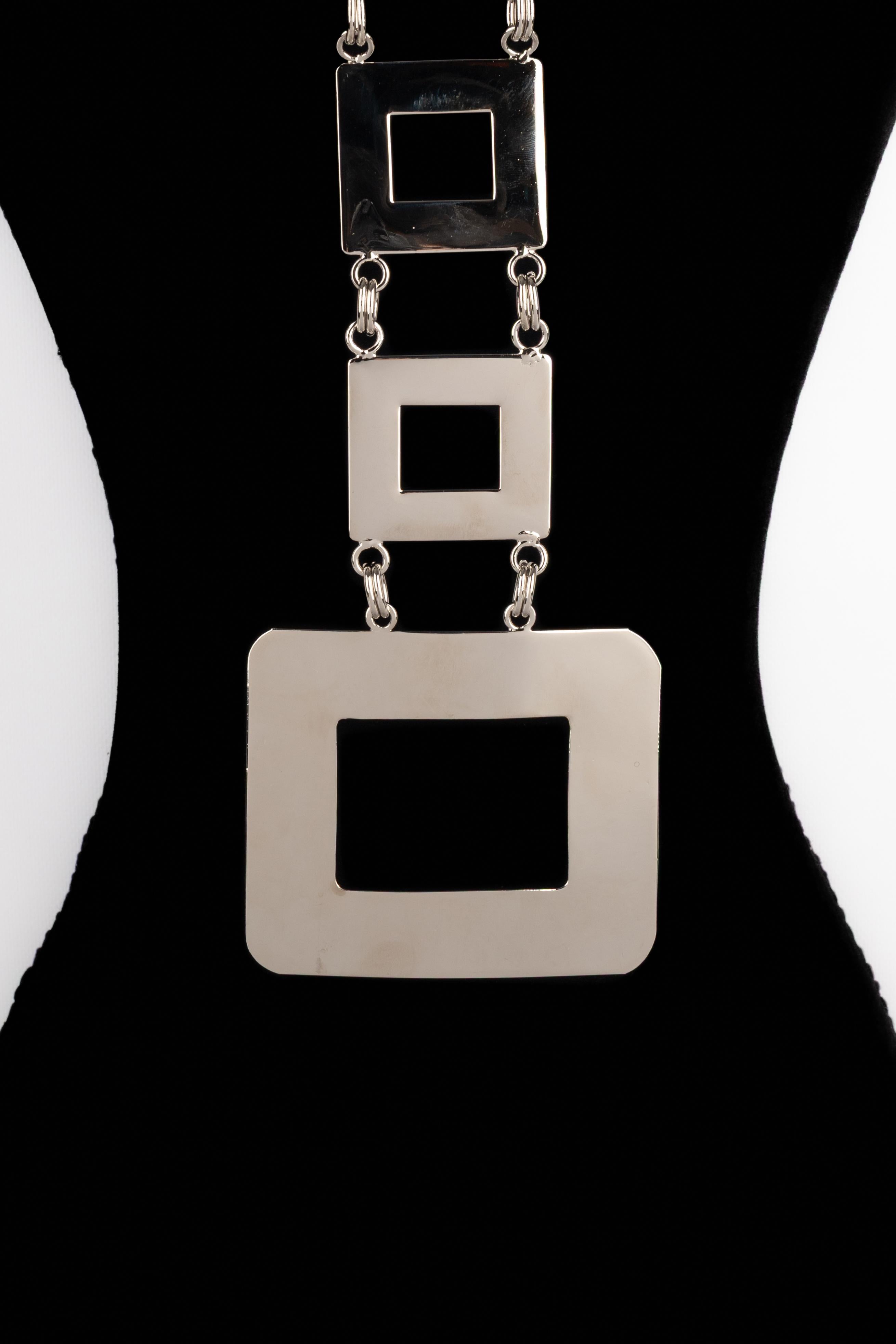 Pierre Cardin silvery necklace In Excellent Condition For Sale In SAINT-OUEN-SUR-SEINE, FR