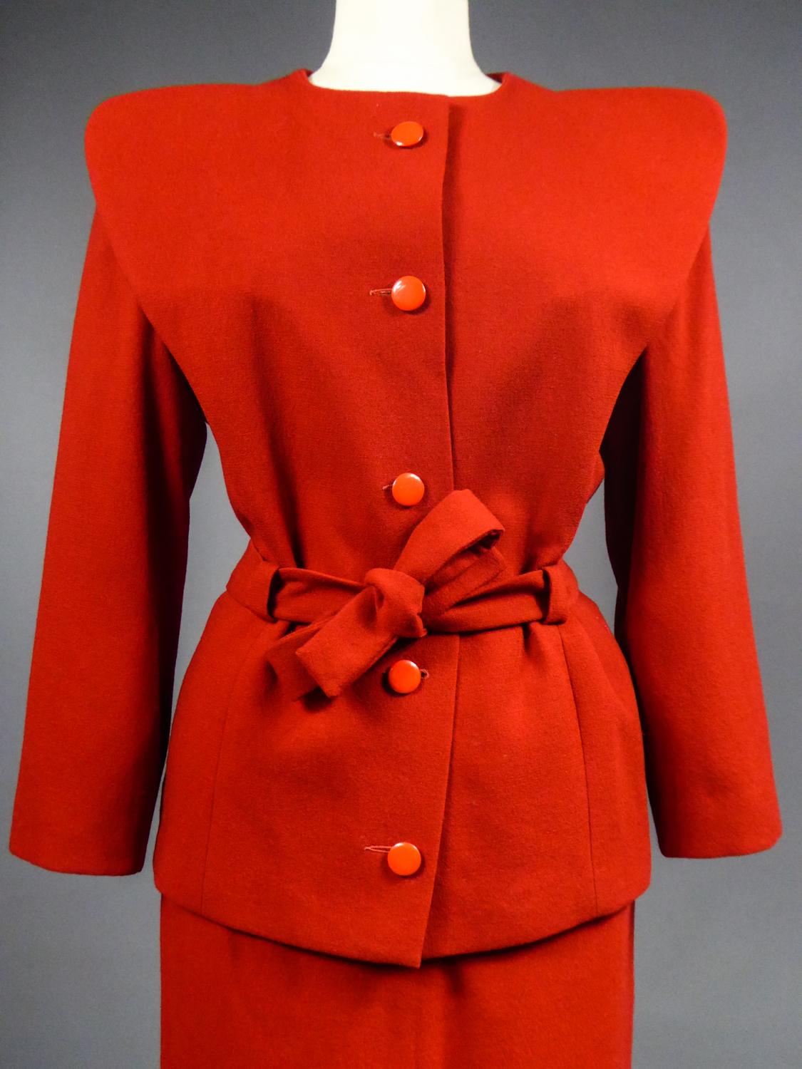 Red A Pierre Cardin Skirt Suit - France Circa 1980 For Sale