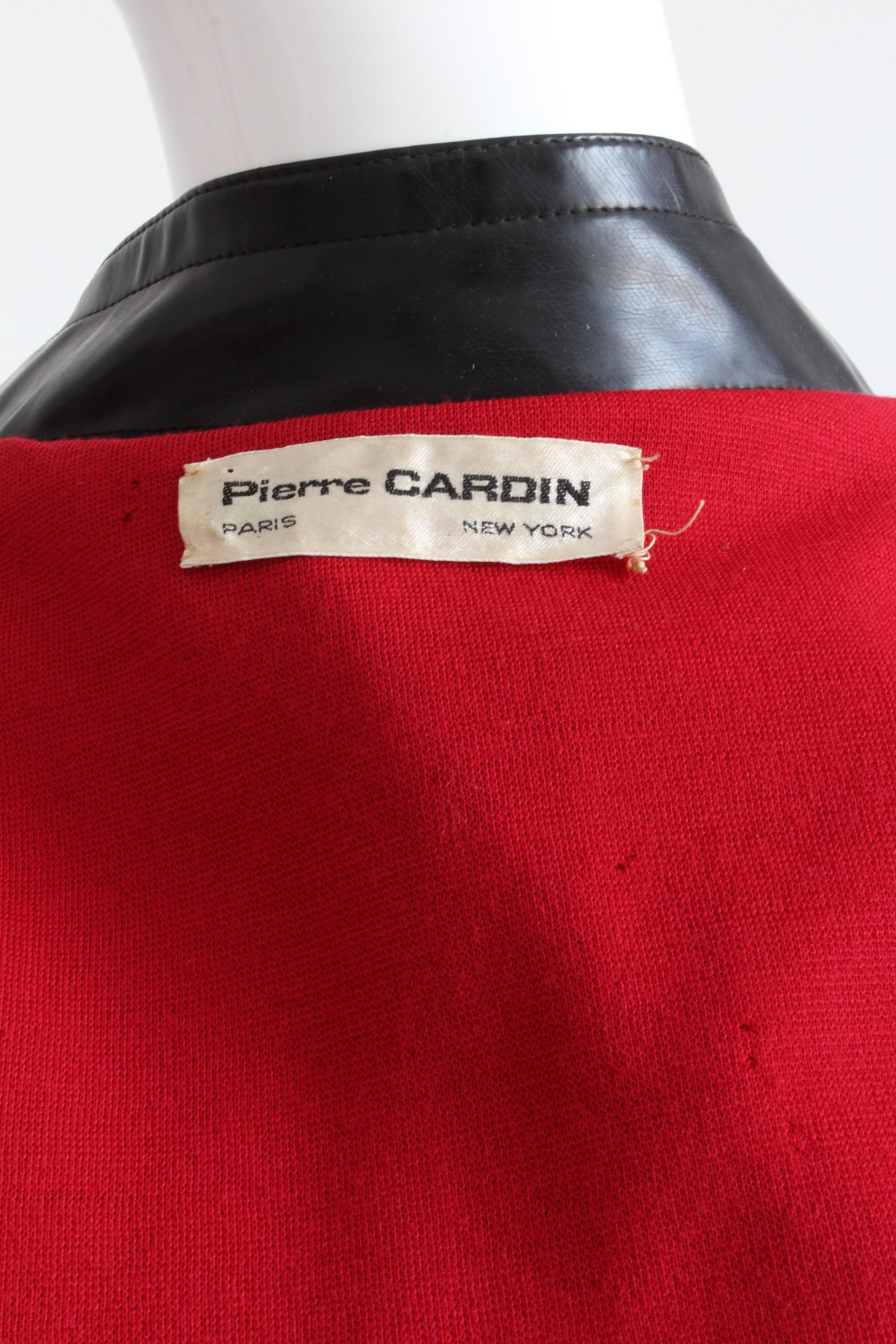 Pierre Cardin Space Age Coat Black Vinyl Circle Pocket Jacket 1960s S/M  3