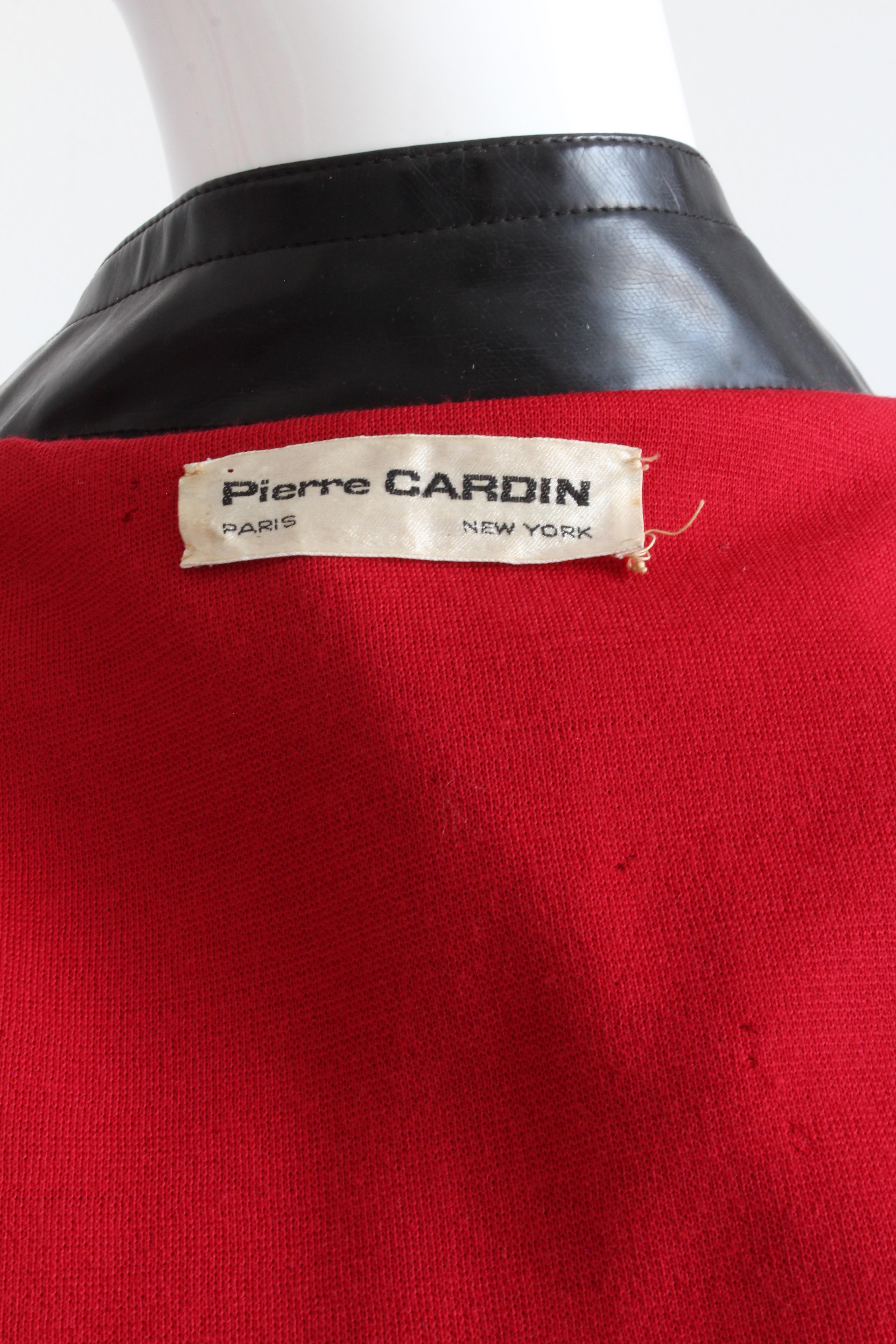 Pierre Cardin Space Age Coat Black Vinyl Circle Pocket Jacket 1960s S/M 3