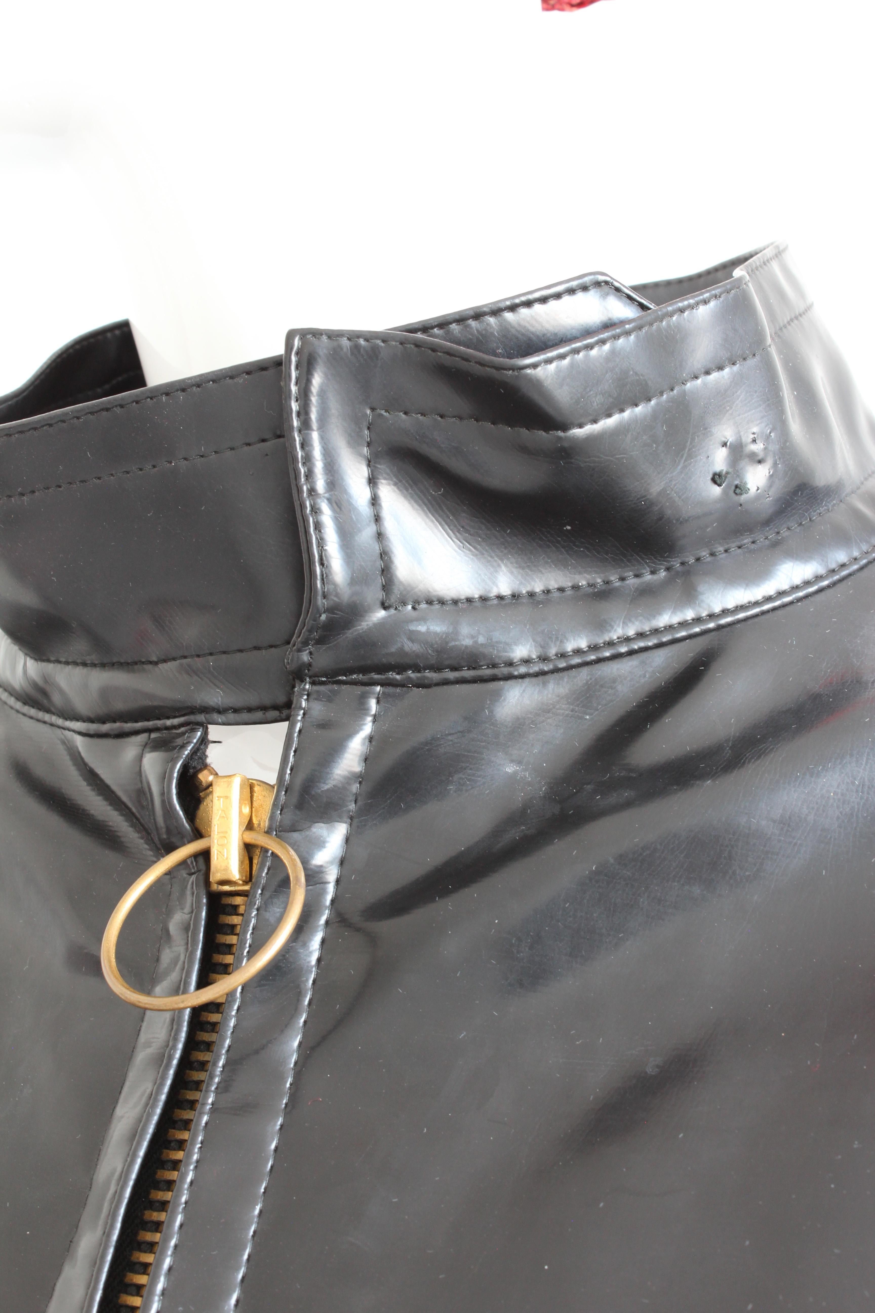 Pierre Cardin Space Age Coat Black Vinyl Circle Pocket Jacket 1960s S/M 1