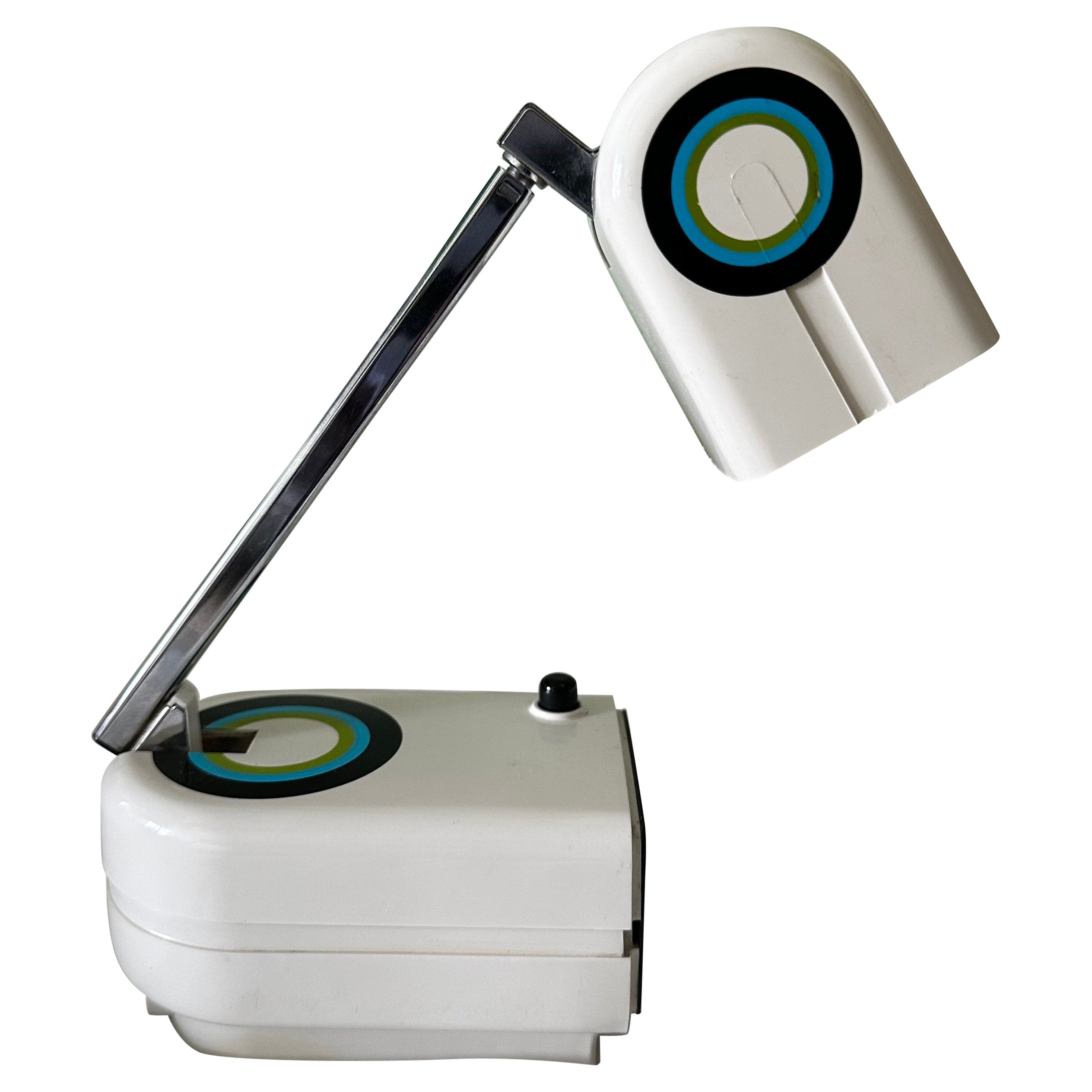 Pierre Cardin Lámpara de mesa telescópica Space Age en blanco, azul, verde y negro en venta