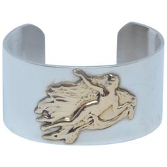 Pierre Cardin - Bracelet manchette vintage en argent sterling et or