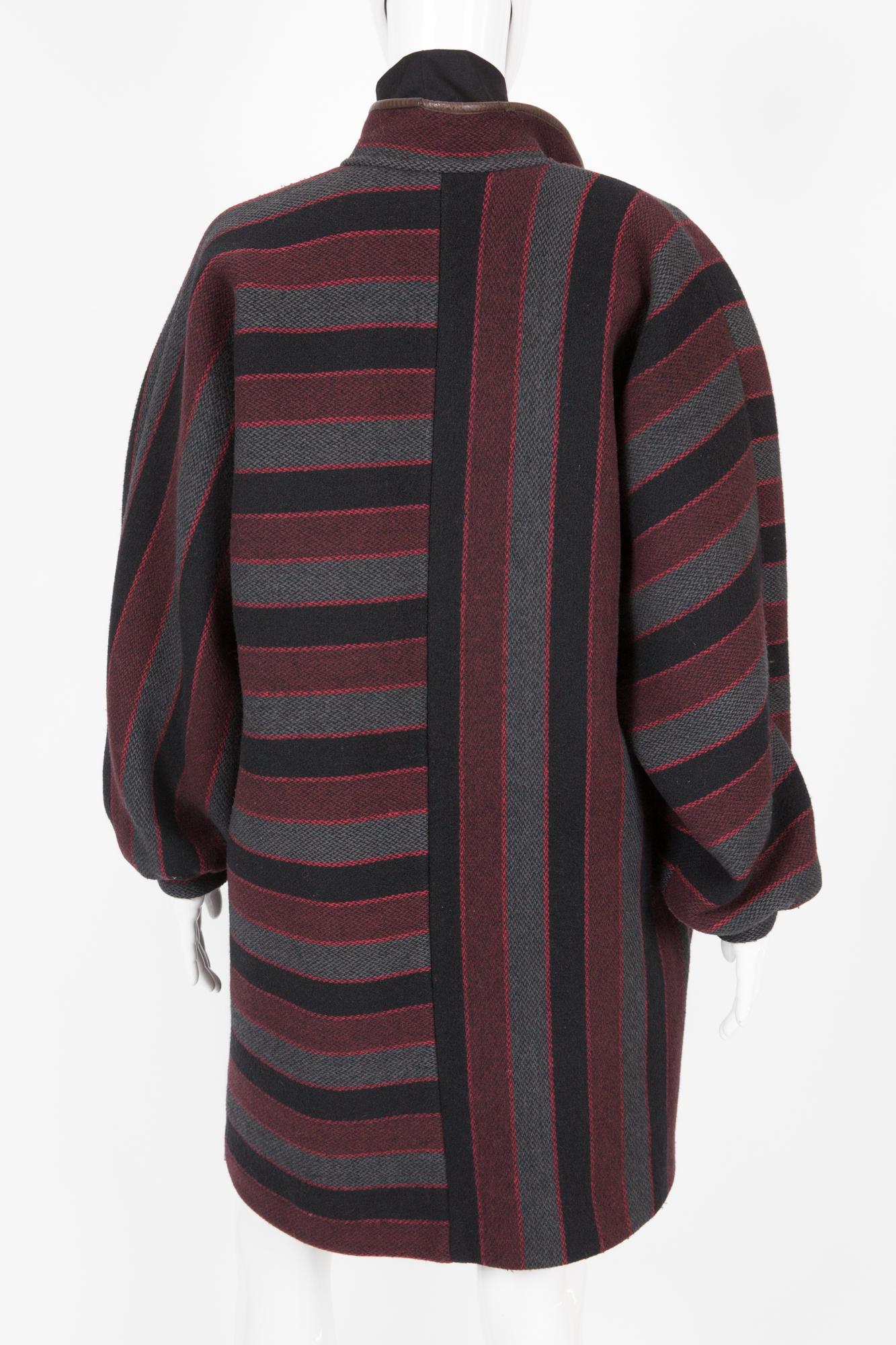 Pierre Cardin Stripy Wool Coat In Good Condition In Paris, FR