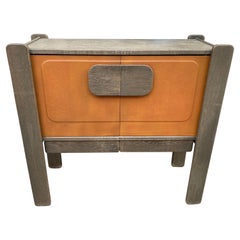 Mobile europeo in Oak e pelle in stile Pierre Cardin, anni '70, dell'Era Spaziale
