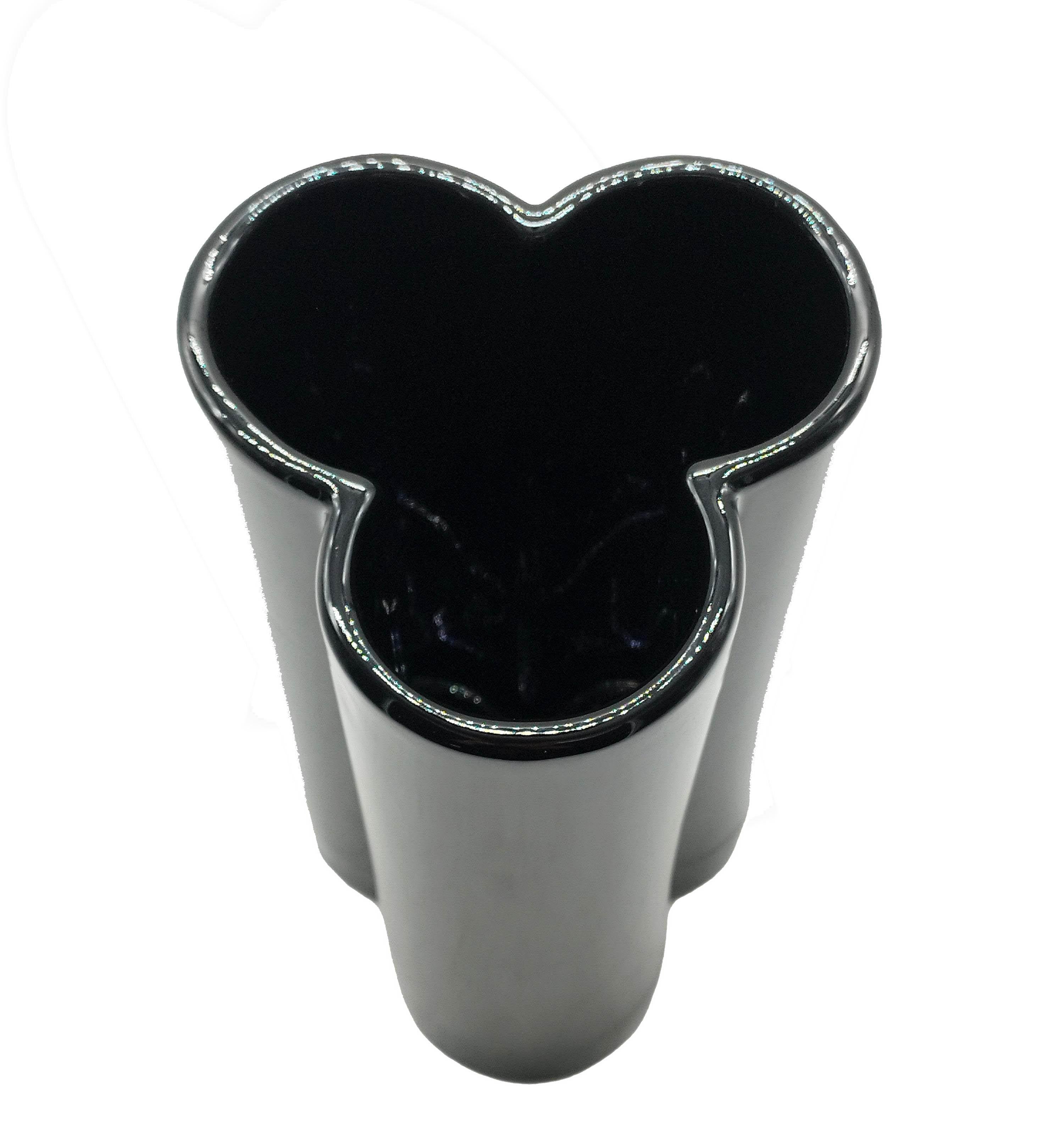 French Pierre Cardin  Style Black Ceramic Three Leaf  Vase, 1970s For Sale
