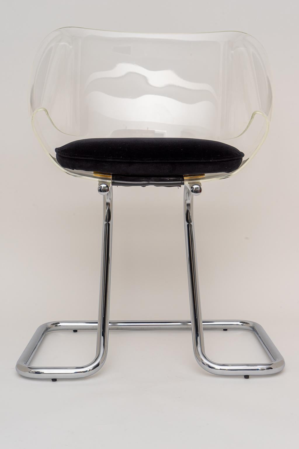 Mid-Century Modern Pierre Cardin Style Chrome and Lucite Armchair