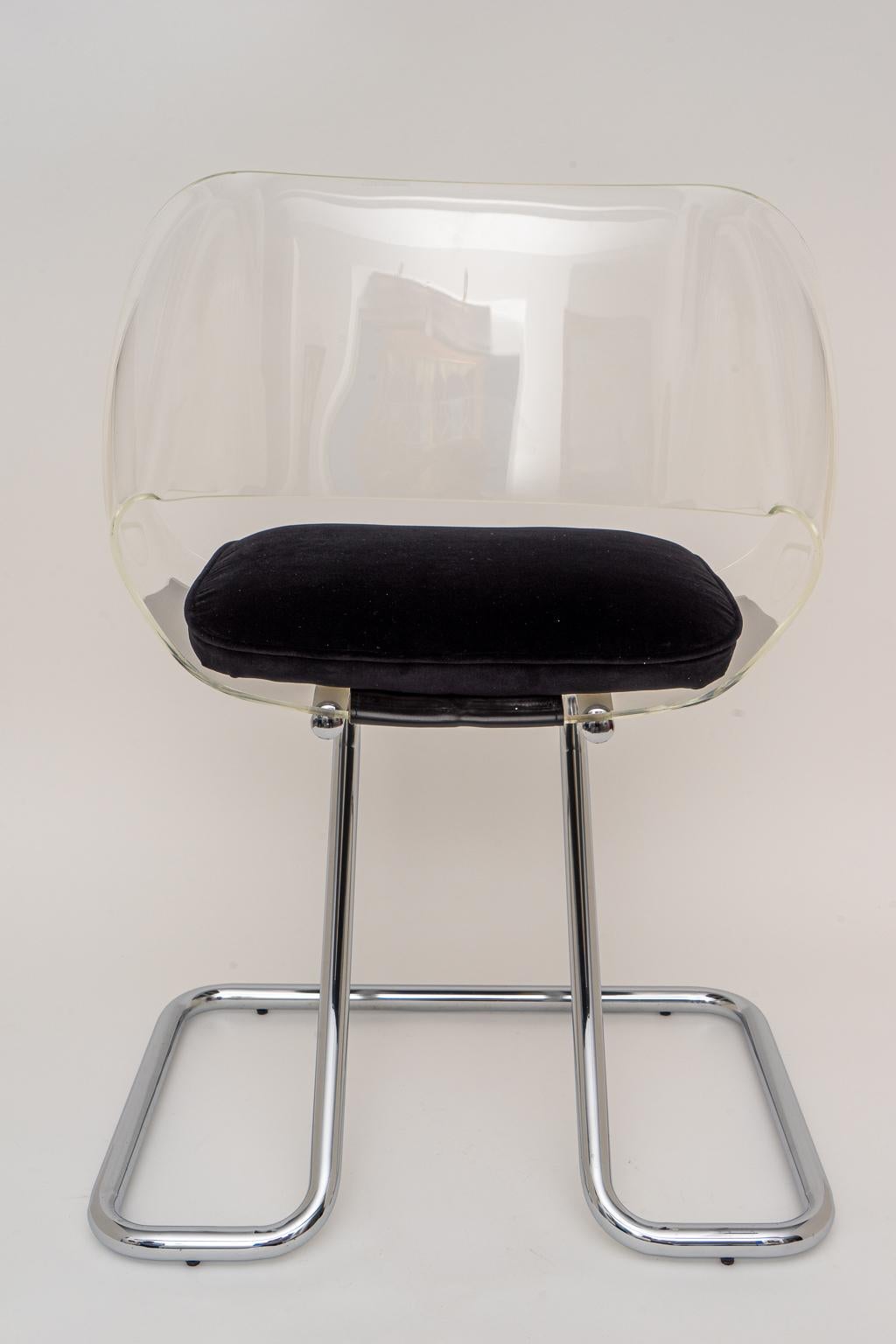 American Pierre Cardin Style Chrome and Lucite Armchair