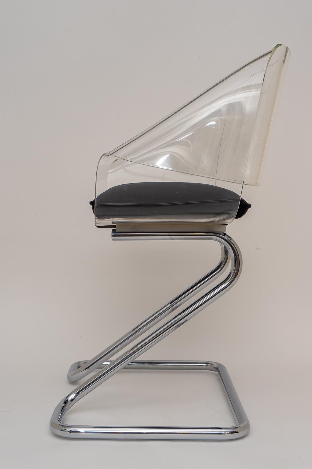 Molded Pierre Cardin Style Chrome and Lucite Armchair