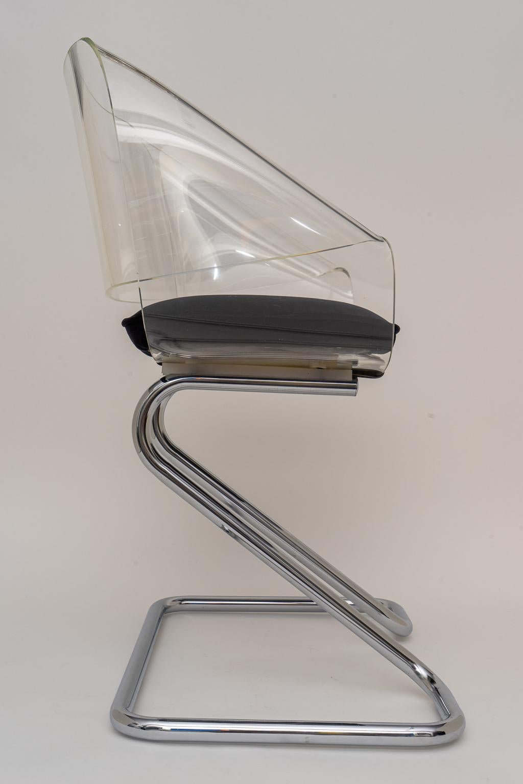 20th Century Pierre Cardin Style Chrome and Lucite Armchair