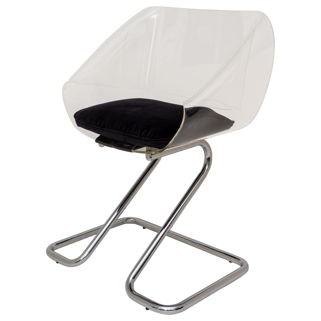 Pierre Cardin Style Chrome and Lucite Armchair