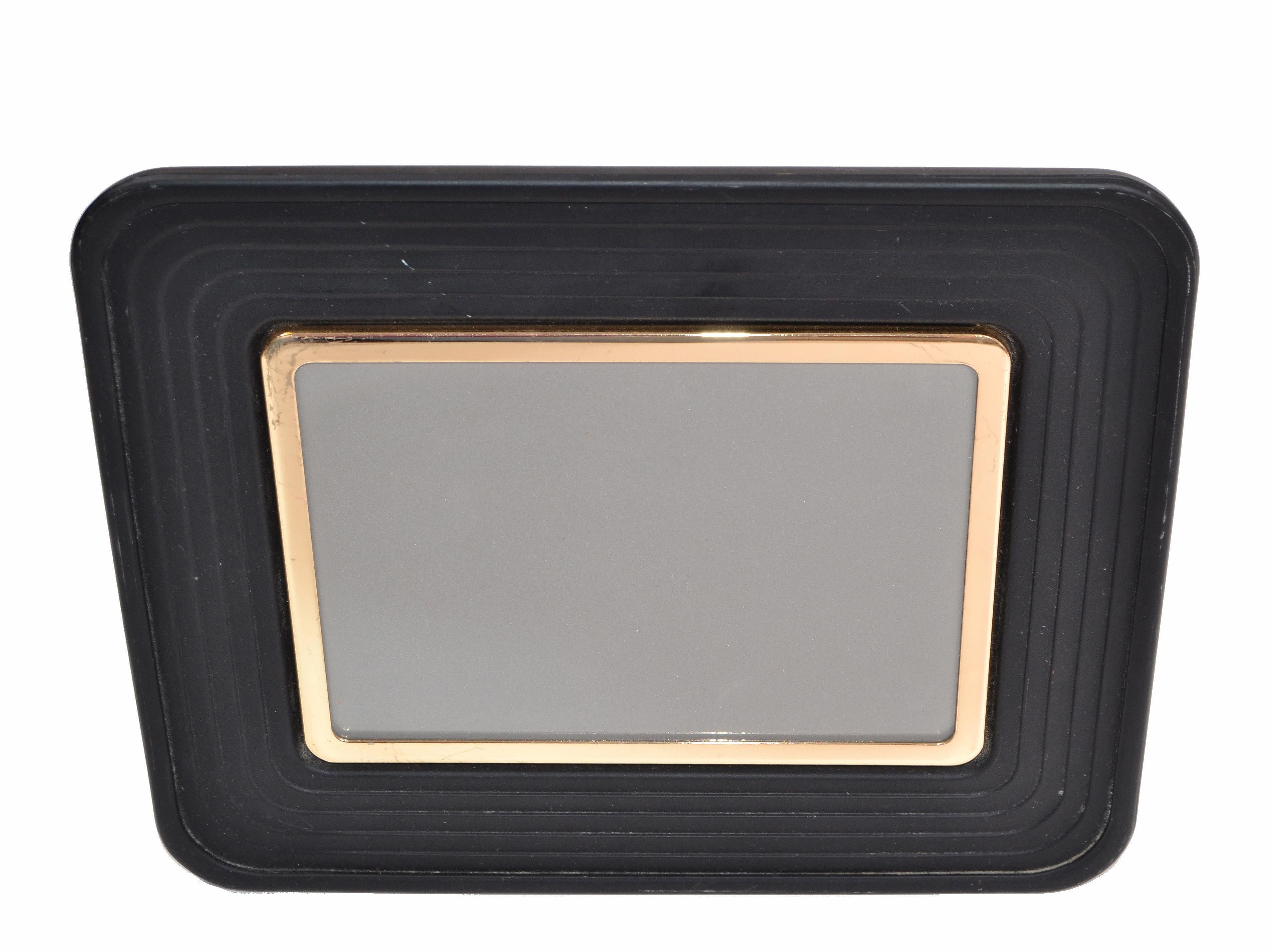 Pierre Cardin Style Mid-Century Modern Bronze & Resin Picture Frame Black & Gold In Good Condition In Miami, FL
