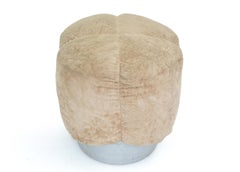 Pierre Cardin Stile Space Age 1970 Sgabello Francese Ottomano Pouf Base Argento, Peluche