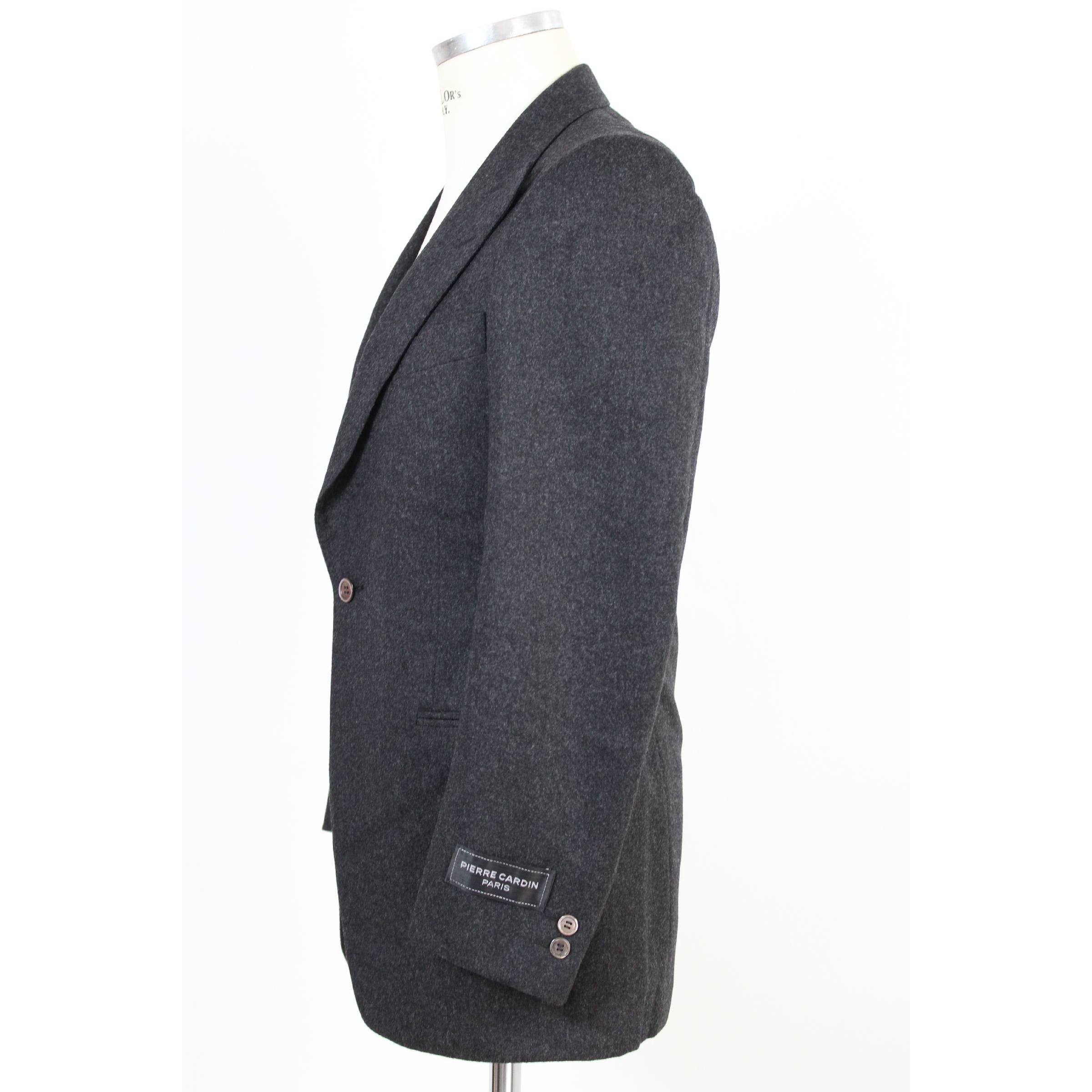 Pierre Cardin Suit Pants Gray and Black Wool France Smoking, 1990s  In Excellent Condition For Sale In Brindisi, IT