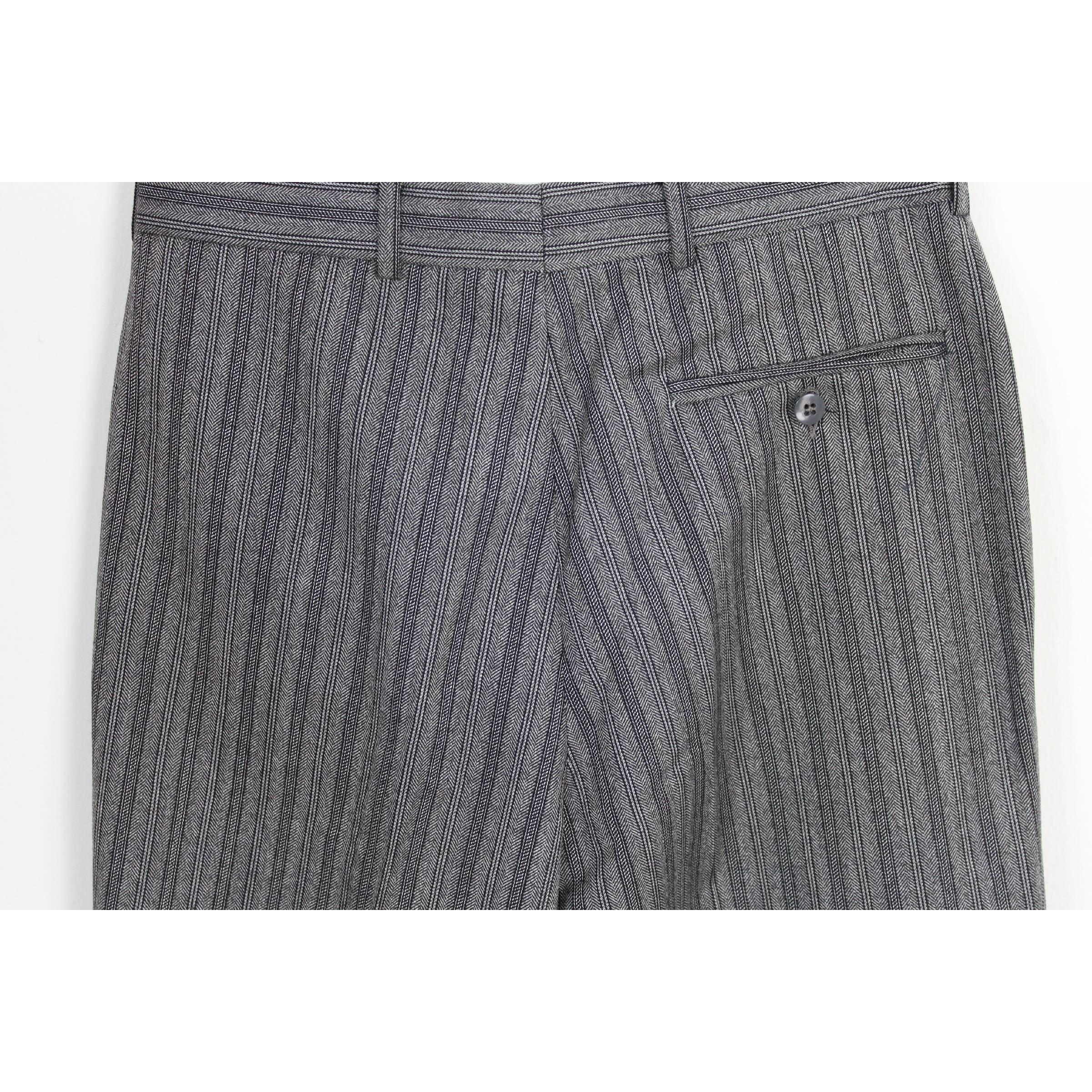 Pierre Cardin Suit Pants Gray and Black Wool France Smoking, 1990s For Sale 4