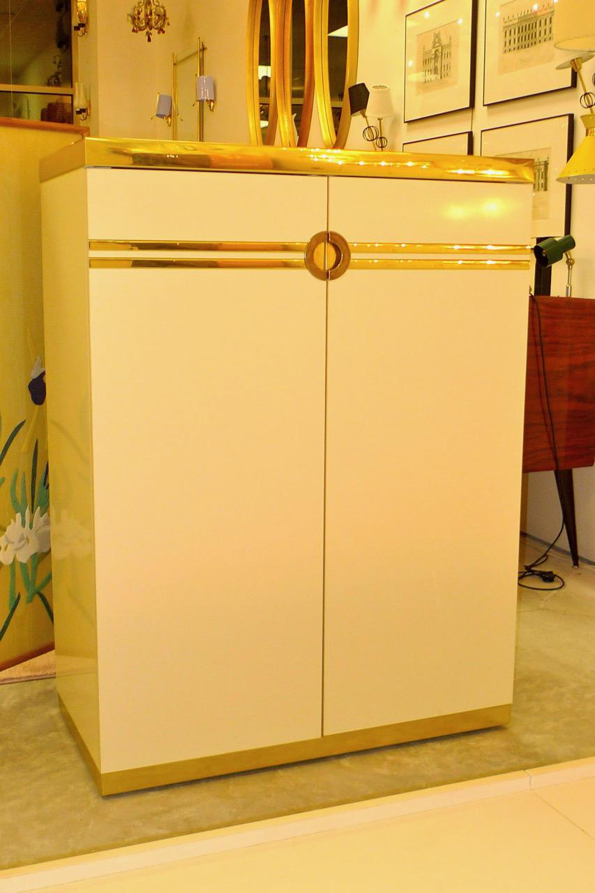 Plated Pierre Cardin Tall Chest of Drawers Brass & Ivory For Sale