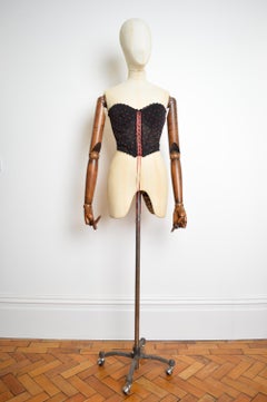 Pierre Cardin Tiny Red heart Polka dot Vintage bustier - Black lace Corset