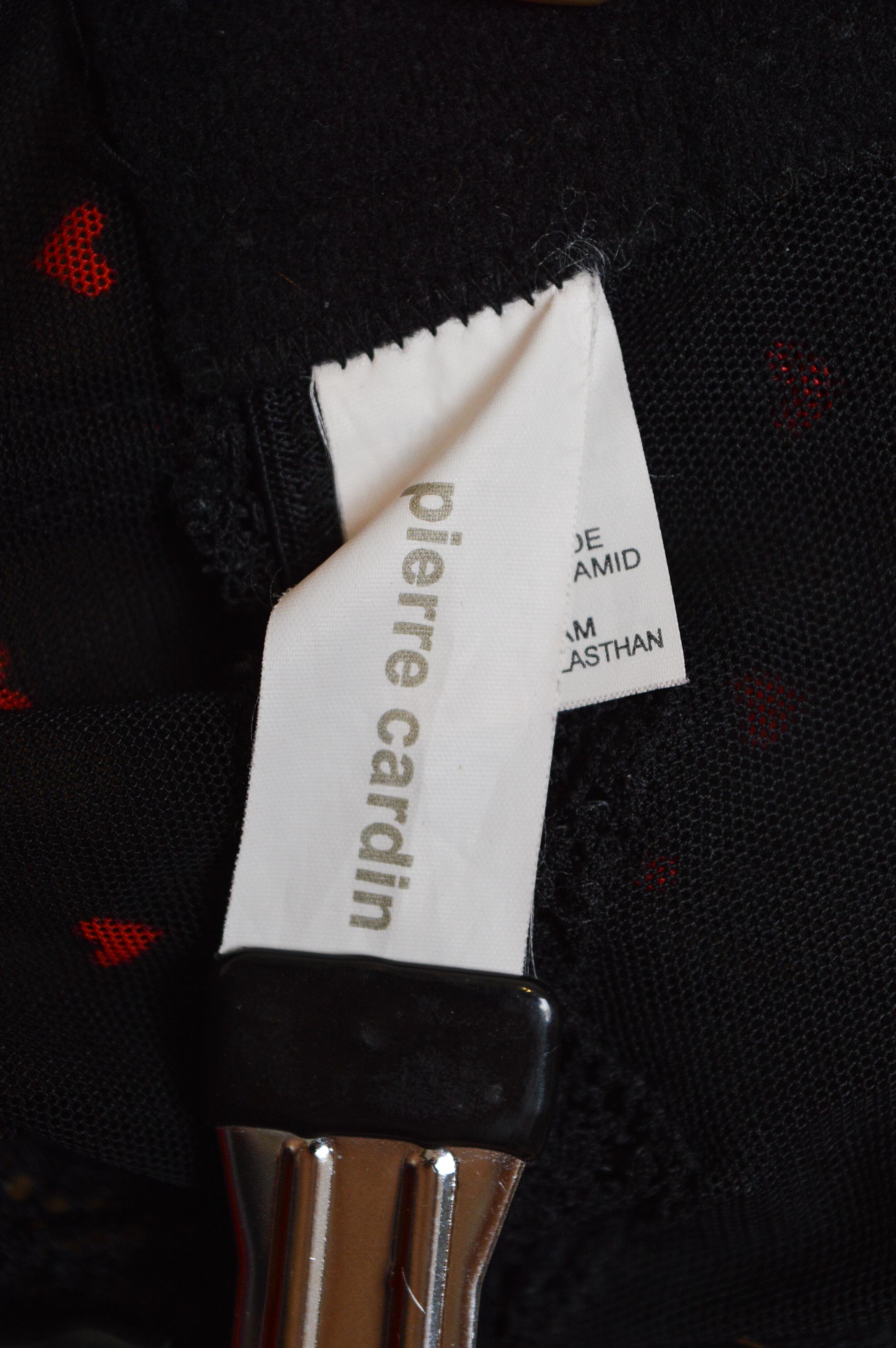 Pierre Cardin Tiny Red heart Polka dot Vintage bustier - Black lace Corset For Sale 2