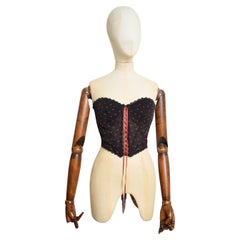 Pierre Cardin Tiny Red heart Polka dot Vintage bustier - Black lace Corset