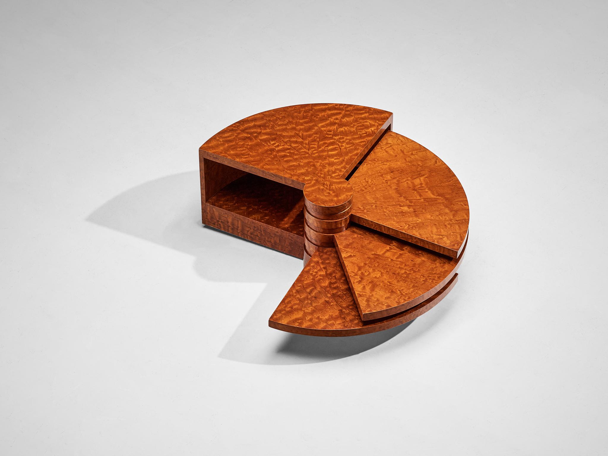 Pierre Cardin for Francia, 'Eventail (fan) coffee table, mahogany, France, 1984

A rare masterpiece designed by the the groundbreaking fashion designer Pierre Cardin (1922 - 2020). Cardin was a world famous fashion designer, but also enjoyed great