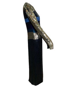 Pierre Cardin Striped Sequin Sheath Gown, F/W 1973