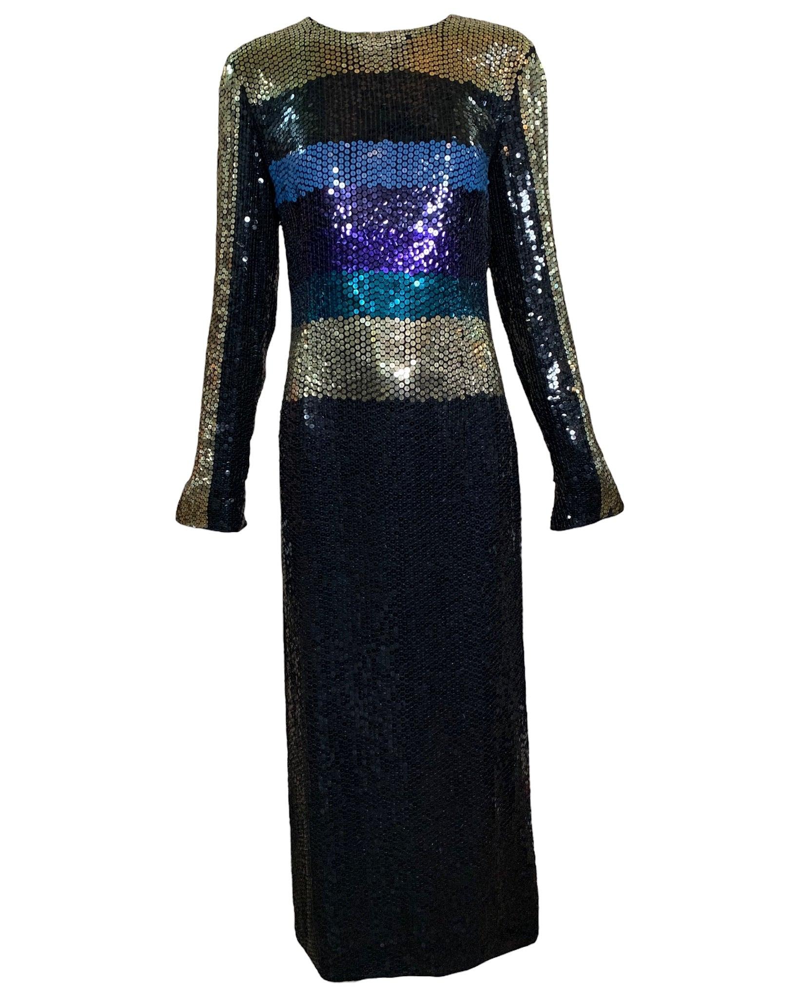 Robe fourreau à rayures et paillettes sans étiquette de Pierre Cardin, années 1960 en vente