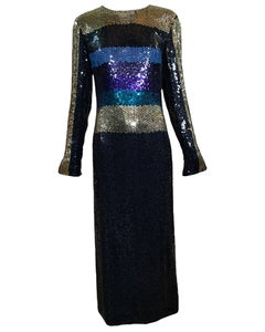Robe fourreau à rayures et paillettes sans étiquette de Pierre Cardin, années 1960