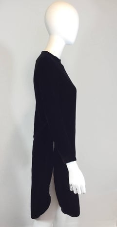 Pierre Cardin Velvet High Slit Tunic Dress Vintage