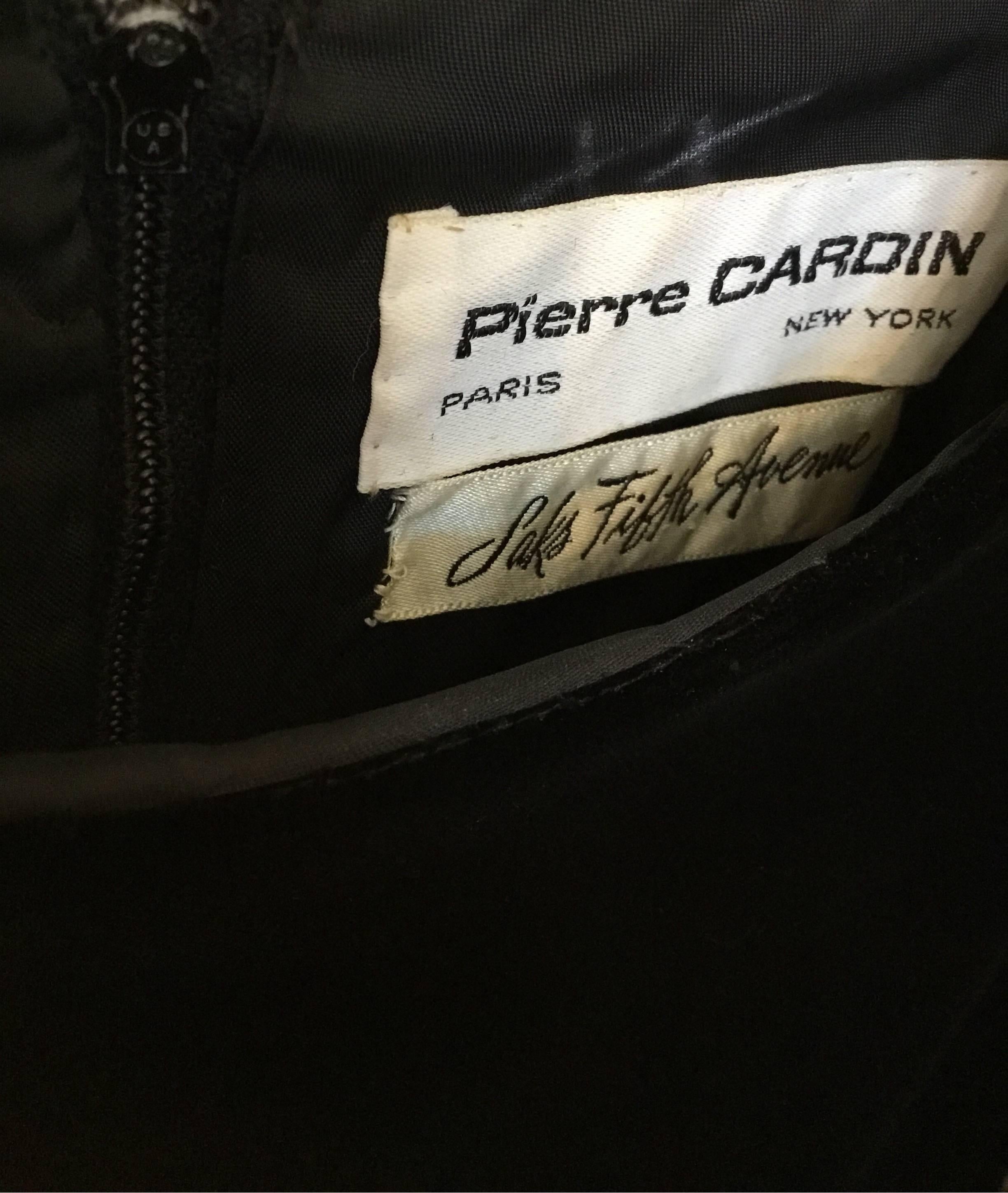 Black Pierre Cardin Velvet High Slit Tunic Dress Vintage For Sale