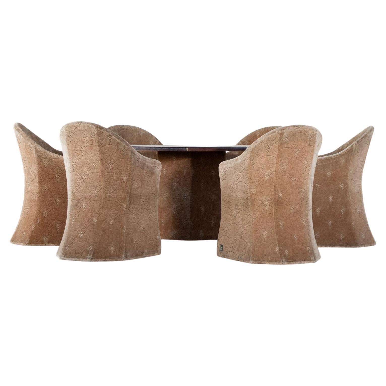 Pierre Cardin Velvet Shell dining table and chairs For Sale