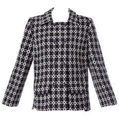 Pierre Cardin Vintage 1960s 60s Black + White Geometric Boxy Wool Jacket