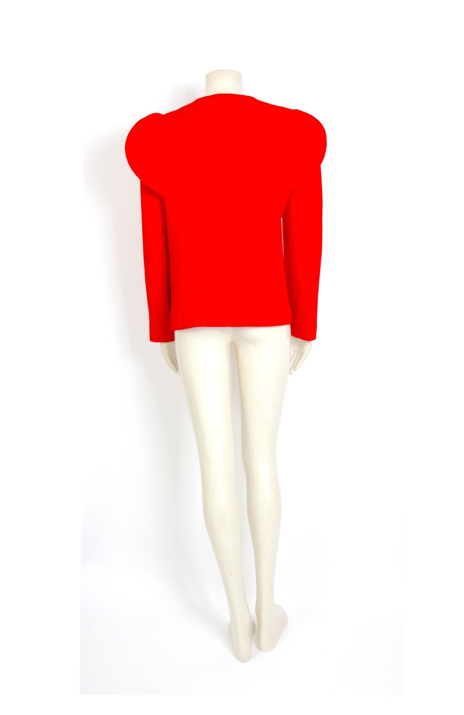 Pierre Cardin vintage 1993 scalloped-edge red wool mix jacket  For Sale 3