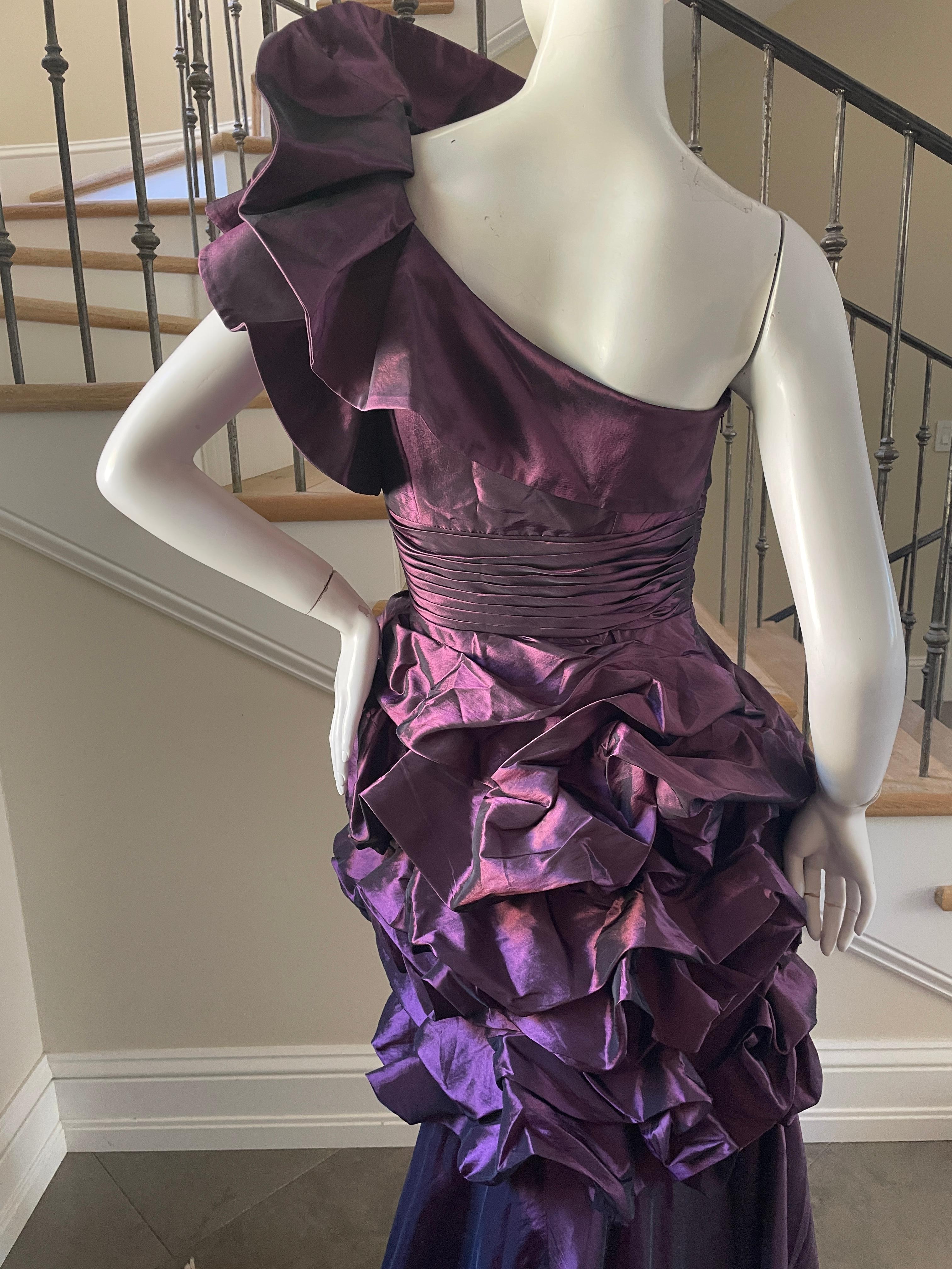 Pierre Cardin Vintage 80's One Shoulder Pouf Kleid mit abnehmbarer Schleppe 2