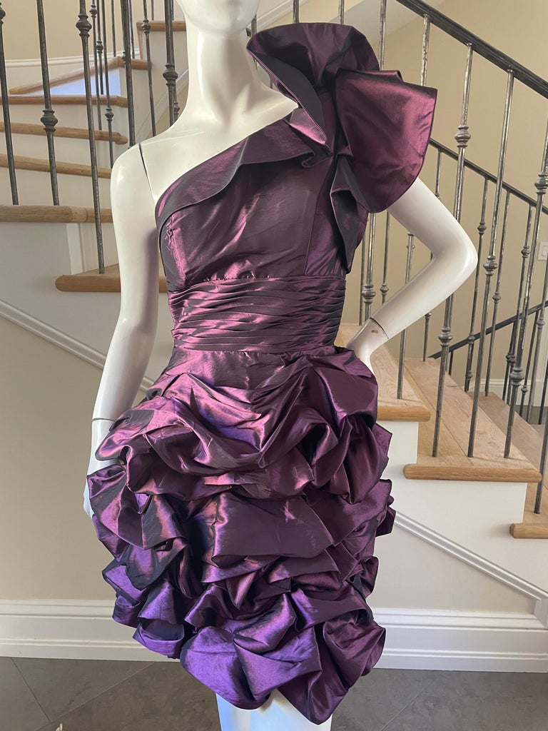 Pierre Cardin Vintage 80 s One Shoulder Pouf Dress with Detachable Train
