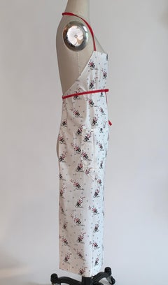 Pierre Cardin Vintage Apron with Heart and Top Hat Pattern in White and Red