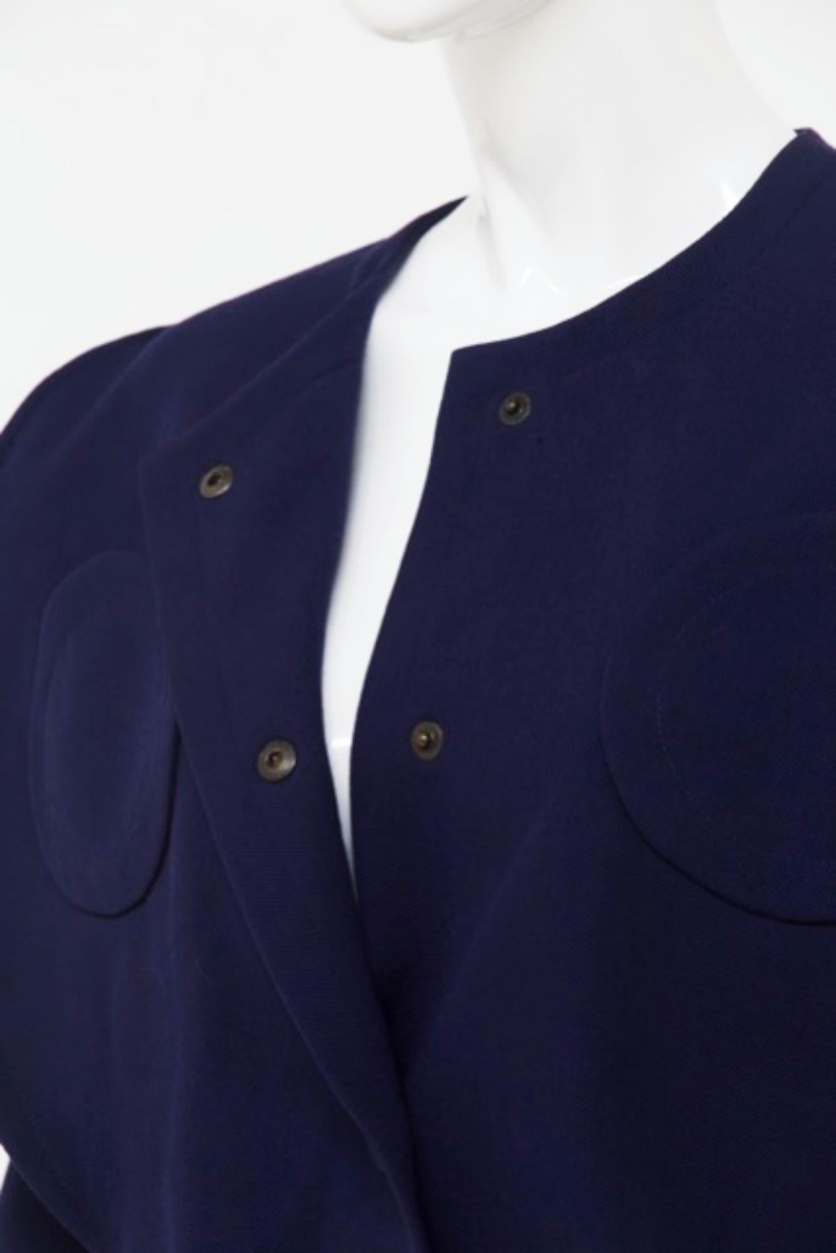 Blauer Vintage-Blazer aus Baumwolle von Pierre Cardin im Angebot 9