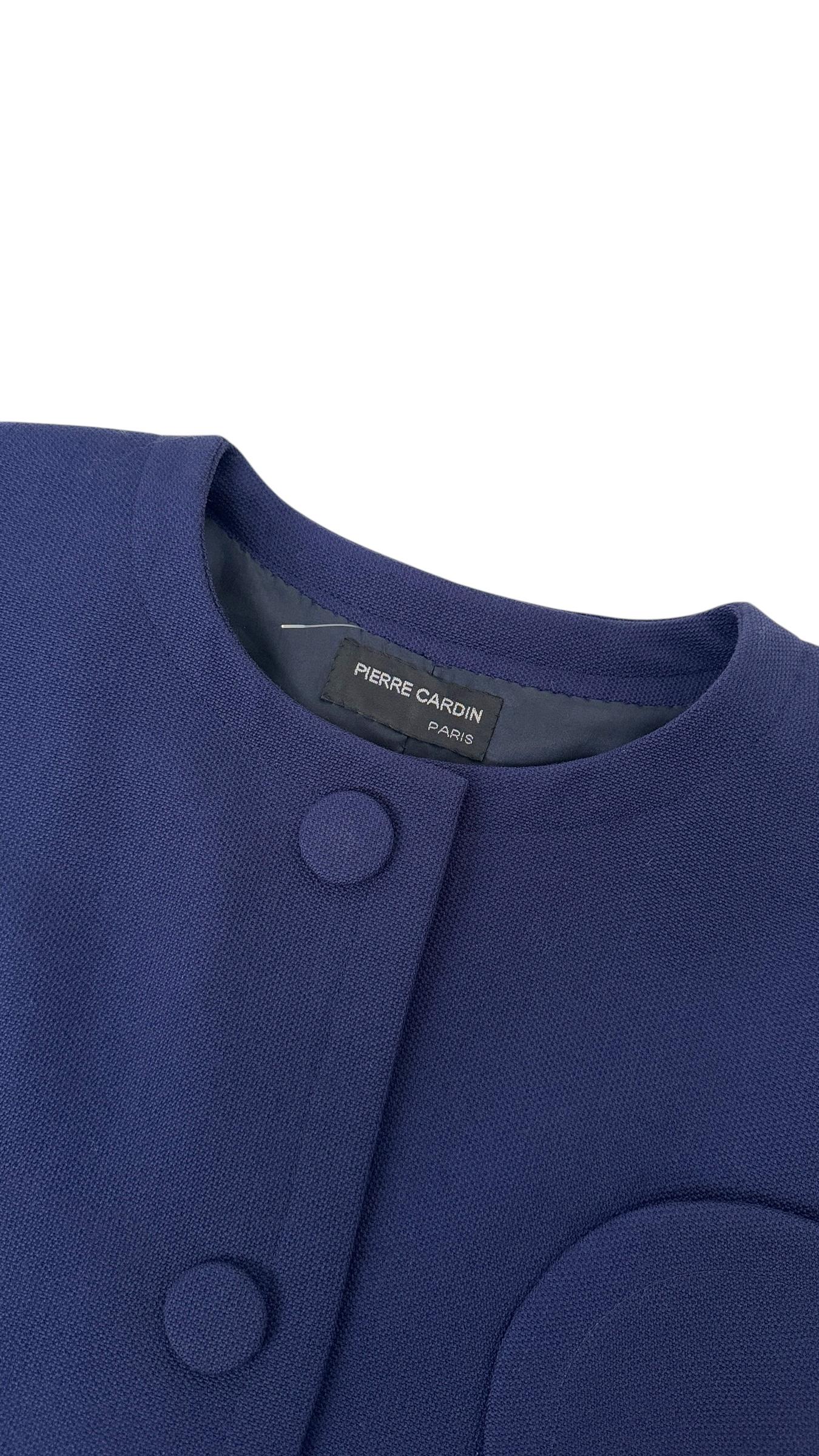 Pierre Cardin Vintage Blue Cotton Blazer For Sale 11