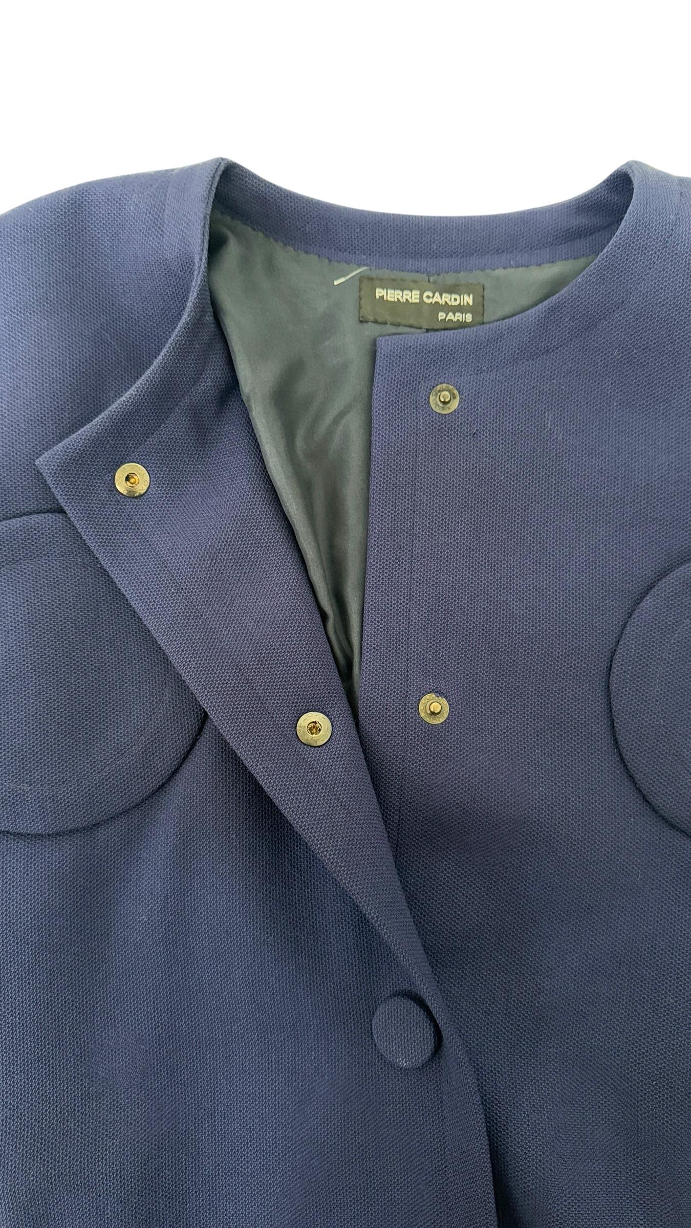 Pierre Cardin Vintage Blue Cotton Blazer For Sale 13