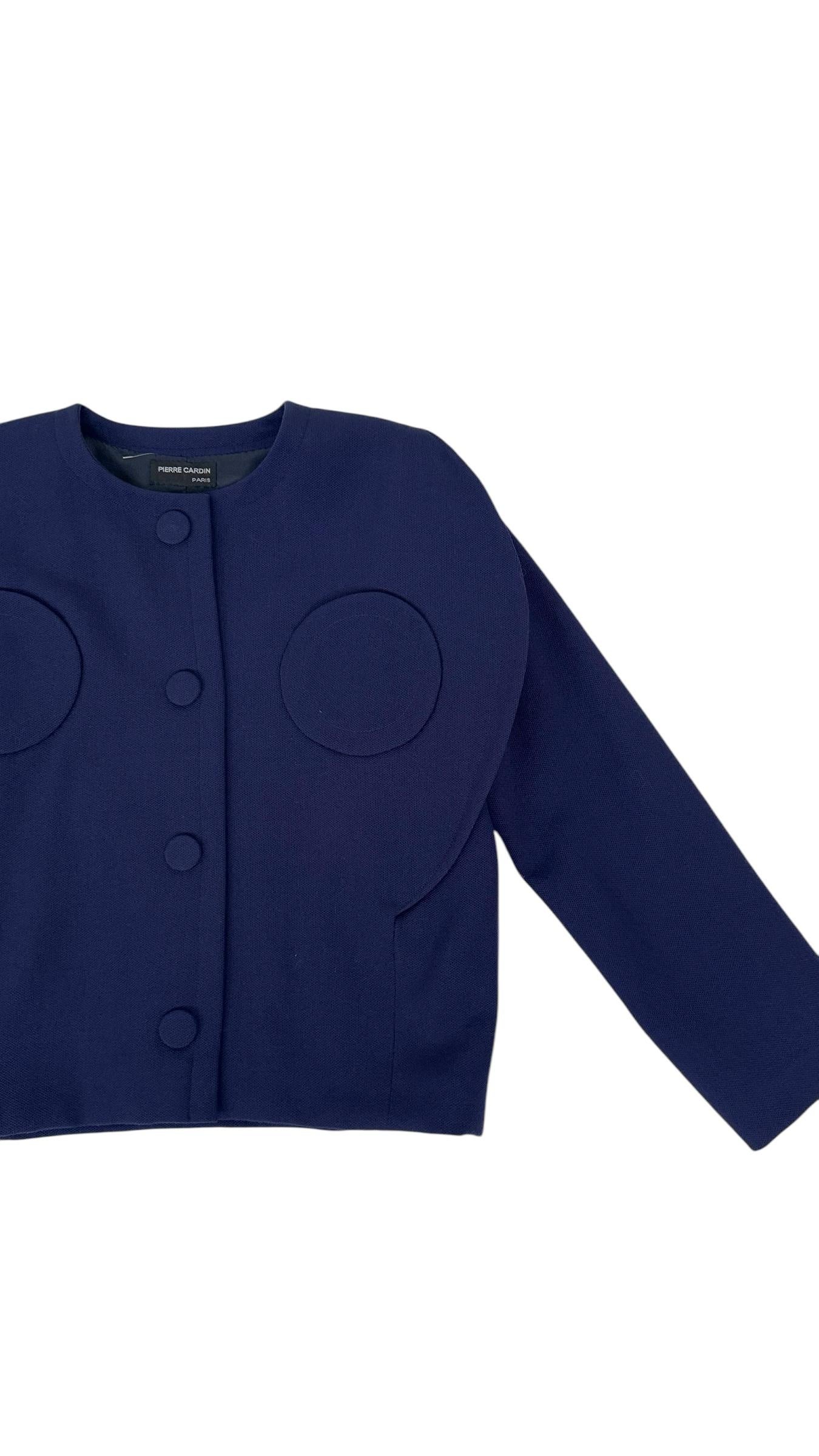 Pierre Cardin Vintage Blue Cotton Blazer For Sale 14