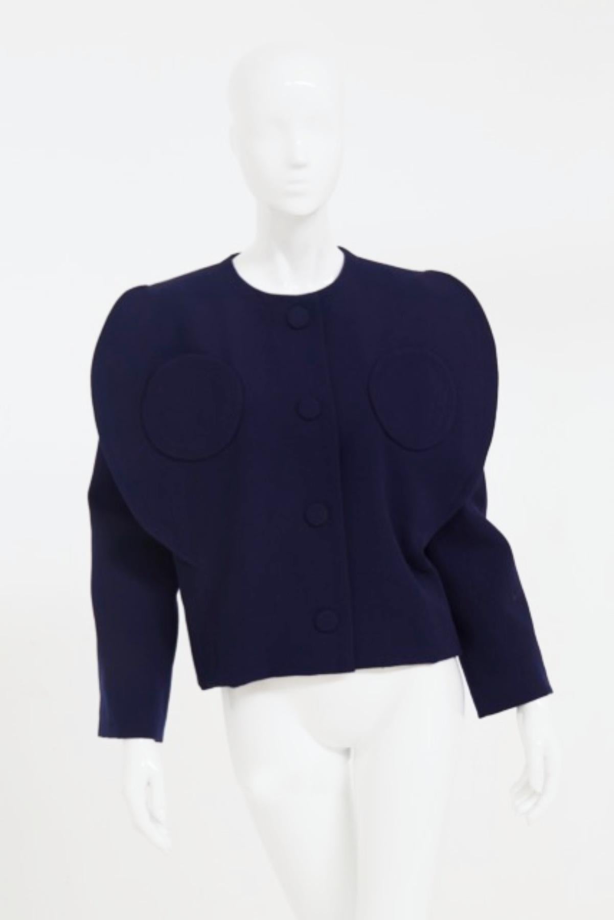 Blauer Vintage-Blazer aus Baumwolle von Pierre Cardin (Schwarz) im Angebot