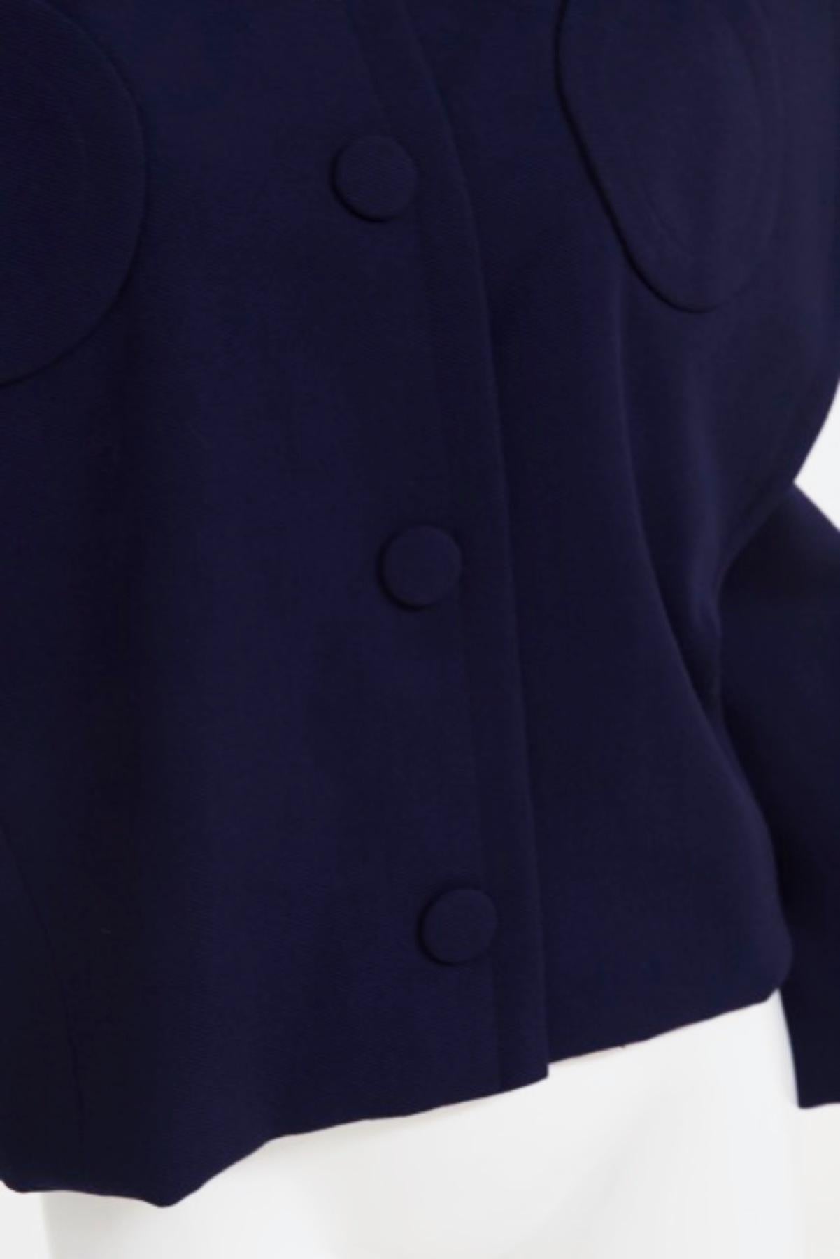 Blauer Vintage-Blazer aus Baumwolle von Pierre Cardin im Angebot 4