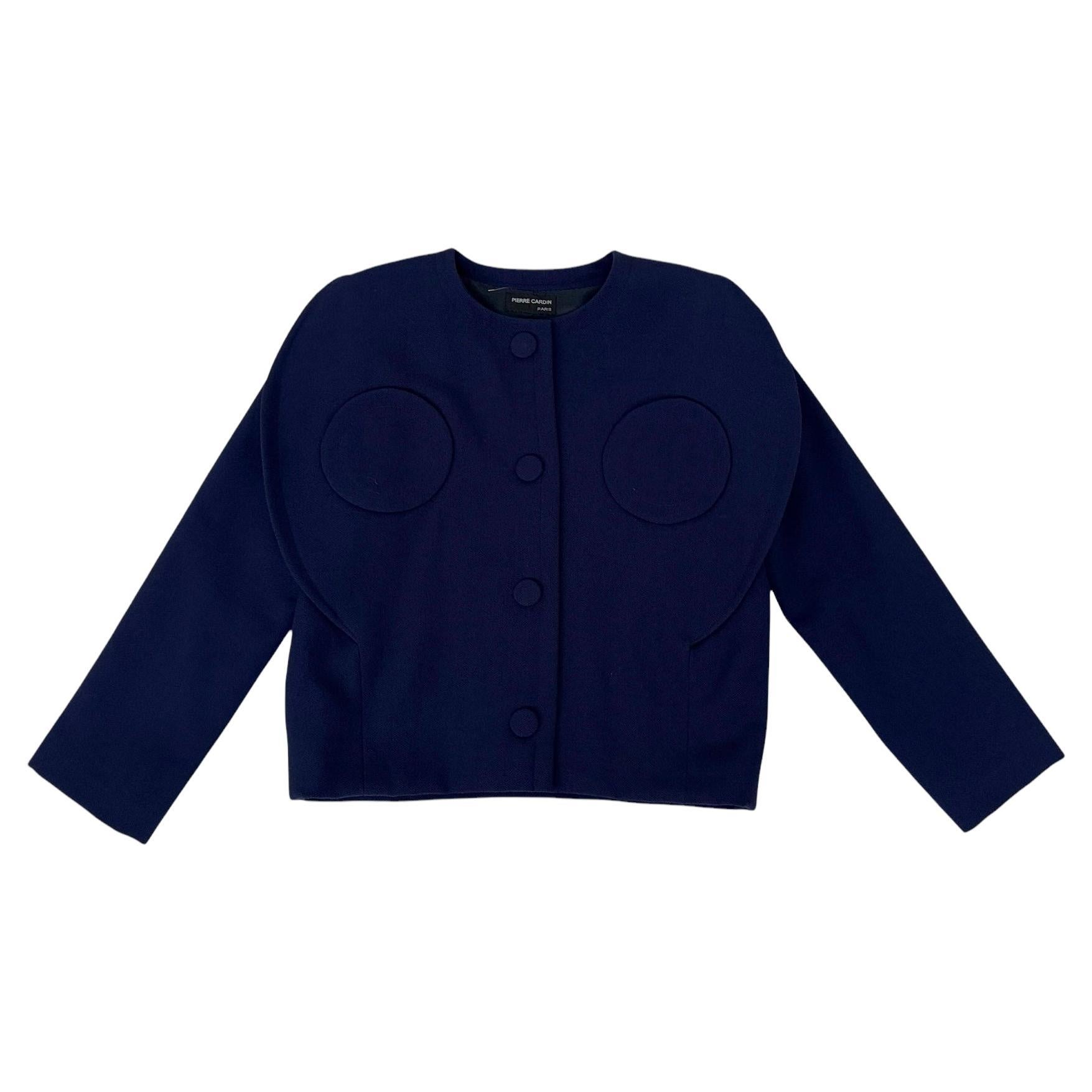 Pierre Cardin Vintage Blue Cotton Blazer For Sale