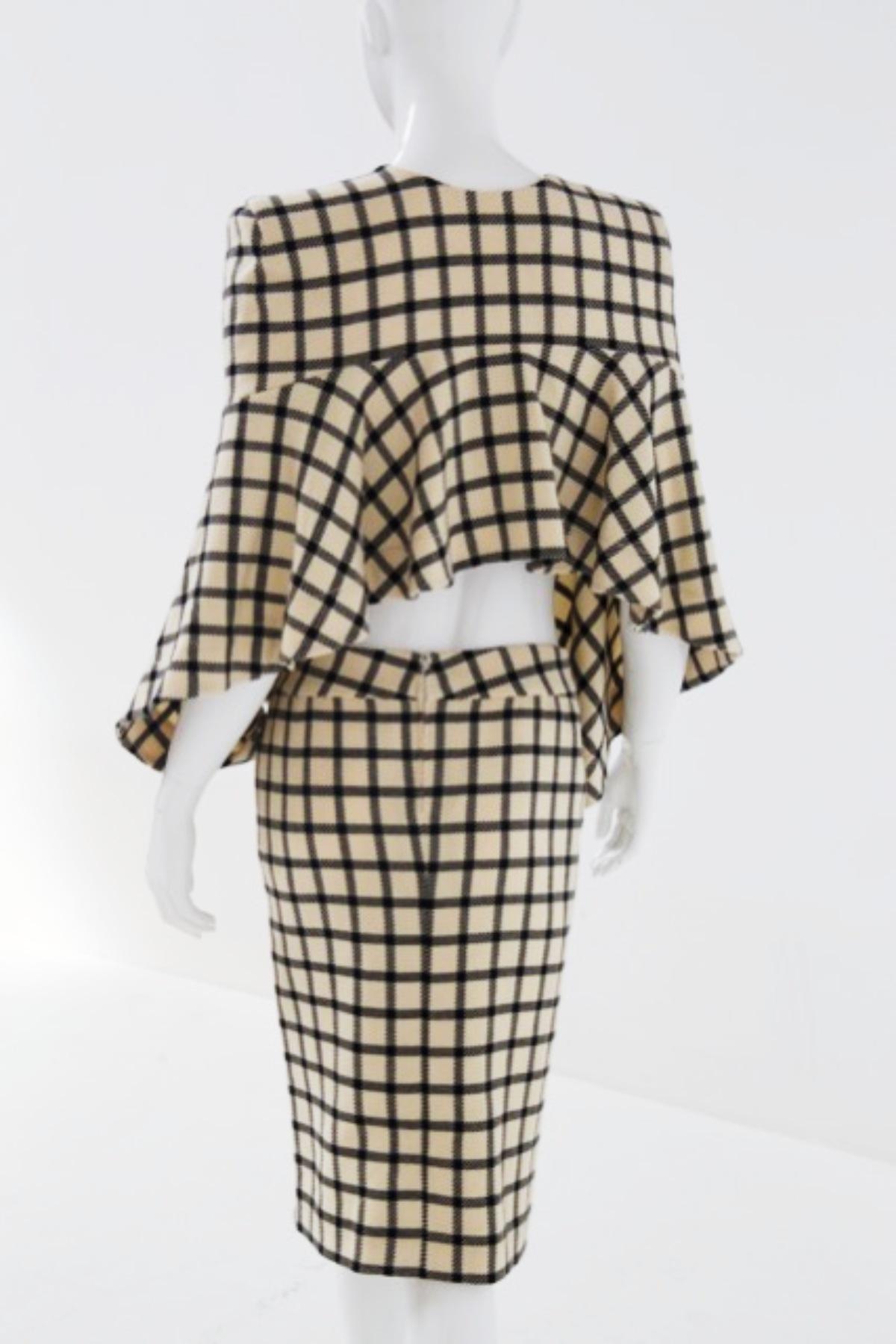 Pierre Cardin - Costume en laine à carreaux vintage en vente 3