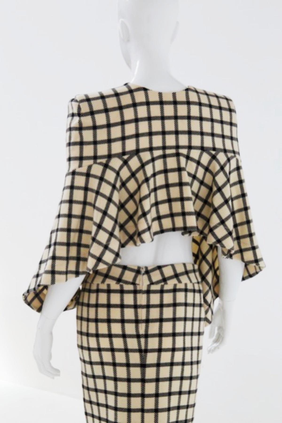 Pierre Cardin - Costume en laine à carreaux vintage en vente 4