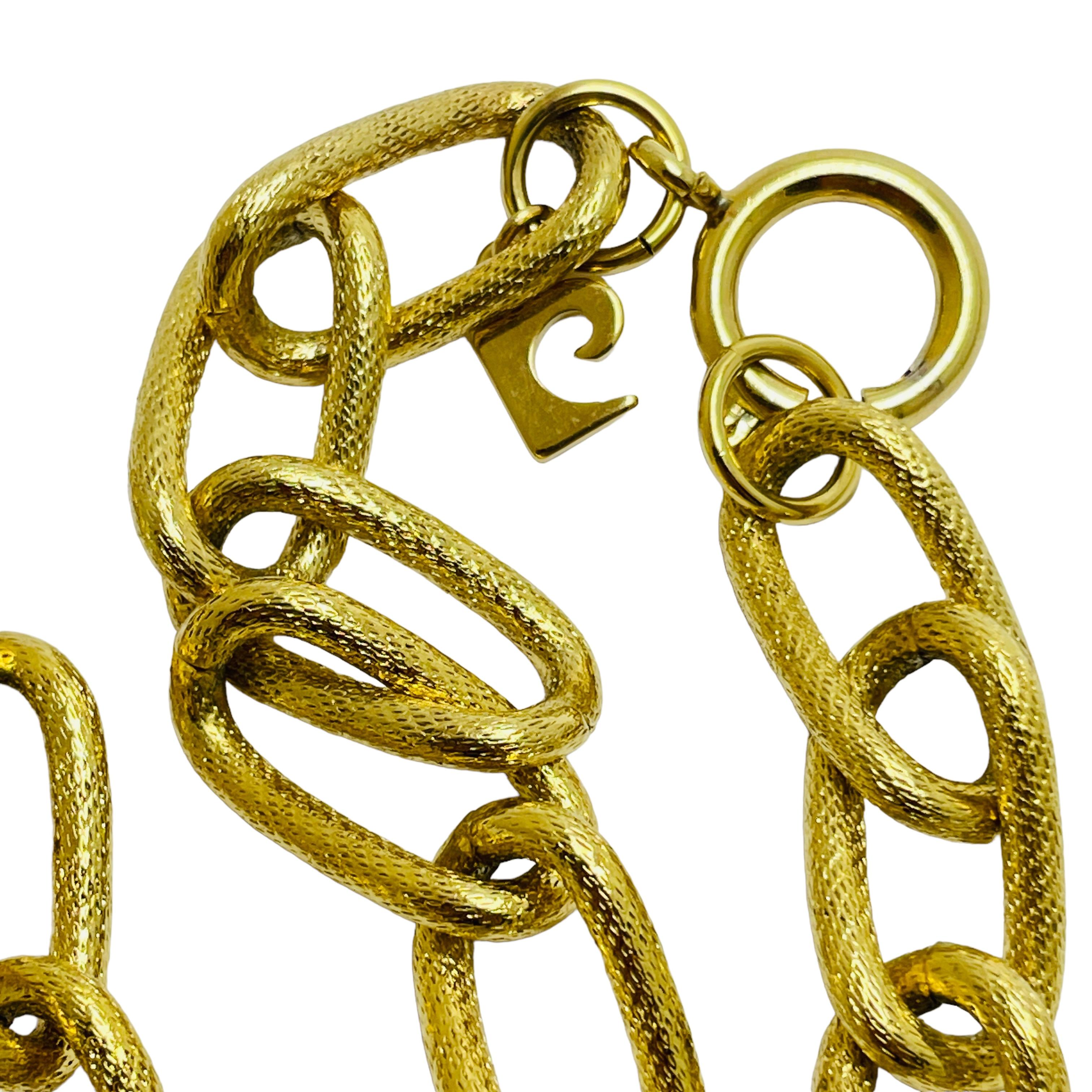 Women's or Men's PIERRE CARDIN vintage gold chain designer runway necklace For Sale